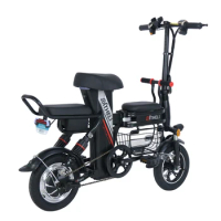 12inch 3 Seats Folding Parent-Child Electric Bicycle 48V 350W Lithium Battery Steel With Pet Basket E Bike