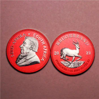 2021 1OZ South African Kruggerand Silver Coin Red CommemorativeCoin Collection