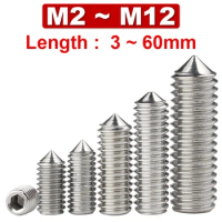 Hex Hexagon Socket Pointed Set Screw Cone Point Grub Screw Kimi DIN914 GB78 304 Stainless Steel M2 M2.5 M3 M4 M5 M6 M8 M10 M12