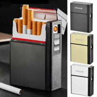 20PCS Cigarette Holder Case Lighter Business Removable USB Charging Portable Cigarette Box Cigarette Accessories For Men Gadgets