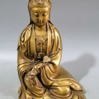 Avalokitesvara Decorative Statue Buddhist Golden Buddha Statue Sculpture Brass Buddha Hall Character Sculpture Zen Buddha Statue