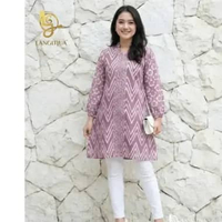 LANGITJUA- Andina GRT01 - Tunik Batik Cap Garutan Baju Batik Busui Friendly Size S M L XL XXL XXXL L