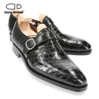 Uncle Saviano Luxury Single Monk Strap Dress Men Shoes Wedding Best Man Shoe Handmade Genuine Leather Designer Formal Shoes Men