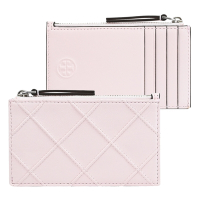 TORY BURCH 菱格拉鍊卡夾零錢包(淡粉)