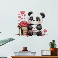 Cute Panda Heart Wall Sticker Bedroom Living Room Door Sticker Wall Decoration Sticker Wallpaper PVC