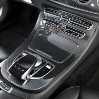 Car Center Control Gear Shift Panel Decorative Trim Carbon Fiber Sticker Accessories For Mercedes Benz E-Class W213 E200 E300