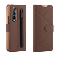 Magnetic Closure For Samsung Galaxy Z Fold 4 3 Fold3 Case Pen Slot Flip Book Leather Protective Cover