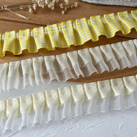 Yellow Lace Trim Material Handmade DIY Decoration Skirt Hem Clothing Accessories Ruffled Lotus Leaf 