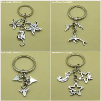Keychain Keyring Horse Seahorse Starfish Star Sea Dolphin Minotaur Tau Head Bull Moon Jewelry Bag Charms Suppliers Wholesale