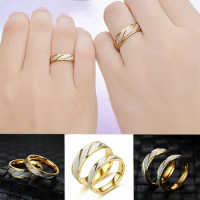 UAGE Titanium Steel Couple Rings Gold Wave Pattern Wedding Infinity Ring Men and Women Engagement Jewelry Gifts