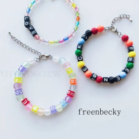 Customized Freenbecky with The Same Beaded Candy Color Bracelet Customized Name Letter Support Bracelet for Best Friend