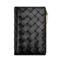 Bottega Veneta Medium Intrecciato Bifold Zip Wallet Black Ghw Black