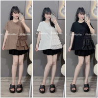 Áo Cotton Bèo Phối Chéo Dáng babydoll Áo bầu mùa hè