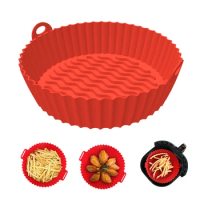 Air Fryer Silicone Pot, Non Stick Air fryers Silicone Liner Heat Resistant, Reusable Air fryers Oven Accessories Round Tray