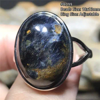 Natural Blue Pietersite Stone Ring Silver Jewelry For Women Men Gift 18x13mm Beads Namibia Crystal Adjustable Ring AAAAA