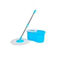360 Magic Spin Mop with Microfiber Mop Cloth Stainless Steel Handle Plastic Basket Mop Lantai
