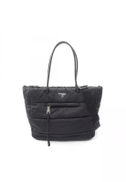 Prada Pre-Loved Prada TESSUTO BOMBER Bomber Shoulder bag tote bag Nylon Saffiano leather black 2WAY