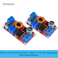 XL4015 5A DC-DC Converter, 2 ชิ้น, โมดูลขั้นตอนลงแบบปรับได้, 4-38V ถึง 1.25-36V, พร้อมหม้อน้ำความร้อ