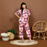 Pakaian One Set Setelan Stelan Baju Bju Tidur Piyama Piama Cleopatra Lengan Pendek Celana Panjang An
