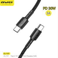 Awei CL-71T PD30W USB C CableType C to Type C 3A Fast Charging Wire for Xiaomi Samsung Phone Notebook Date Cable Cord