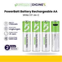 Baterai Cas AA Isi 4 Pcs Smartoools Powerbatt USB Type-C 1.5V Rechargeable Battery Kit