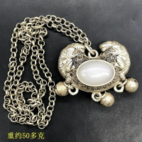 古玩古董雜項收藏大清乾隆年製和田玉貔貅掛件吊墜百福鎖特價