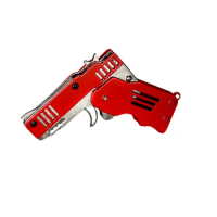 Full Metal Folding Rubber Band Toy Outdoor Sports Keychain Toy Hand Guns Shooting Toy Gifts Boys Outdoor Sports Kids Gift New