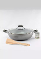 Amercook Amercook 36cm Induction Nonstick Wok with Glass Lid and Free Wooden Spatula - Newly Improved Lavastone 2.0