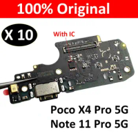 10Pcs, Original For Xiaomi Poco X4 Pro Redmi Note 11 Pro 5G USB Charging Port Dock Charger Plug Connector Board Flex Cable Parts