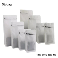 StoBag 20pcs White Coffee Beans Bag Packaging Cotton Paper Plastic Sealed for Powder Food Nuts Storage Reusable Pouch Portable