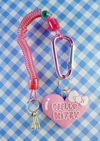 【震撼精品百貨】Hello Kitty 凱蒂貓~KITTY鑰匙圈-伸縮粉心