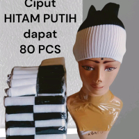 Peket Usaha Ciput Rajut Hitam Putih - 80 Pcs - Kerudung, Jilbab  Wanita Dalaman Dewasa