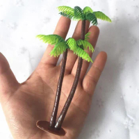 6Pcs Plastic Coconut Palm Tree Simulation Bonsai Crafts Landscape For Fish Tank Pond Aquarium DIY Decor Miniature Fake Plants