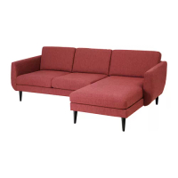SMEDSTORP 三人座沙發附躺椅, lejde 紅色/棕色/黑色, 246x94x88 公分