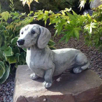 Lifelike Dachshund Dog Miniature Handmade Resin Dachshund Statue Hand Painted Memorial Dog Figurines Apartment