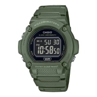 【CASIO 卡西歐】電子錶 膠質錶帶 防水50米 鬧鈴碼錶 LED背光 W-219H(W-219HC-3B)