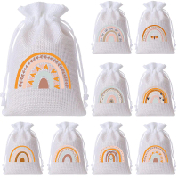 Drawstring กระเป๋า, Xiyin Temu ข้ามพรมแดน, ธีมสายรุ้ง, วัสดุผ้ากระสอบ, สไตล์โบฮีเมียน, เหมาะสำหรับงา