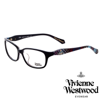 【Vivienne Westwood】經典土星個性款光學眼鏡(黑/藍格紋 VW262_04)