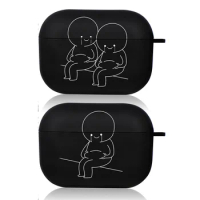 Funny Line Human Airpod Cases Air Pro 3 for Airpods Pro 2 3rd Pods Gen Airpord Cover Cute Cartoon Simple Line Art Black Case