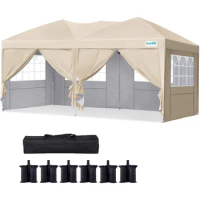 10x20 ft Canopy, Pop up Canopy Tent Instant Shelter Party Tent Outdoor Event Gazebo Waterproof with 6 Sand Bags, Awnings