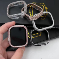 Transparent full diamond case for Apple Watch 8 Ultra 49mm for Iwatch Series 7 6 SE 45mm 41mm40mm 44mm Anti-bump bezel