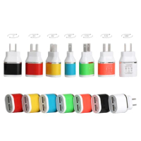 Colorful 5V 2A Dual USB EU/us Plug Wall Charger Home Travel Power Adapter For iphone Android Phone 300pcs/lot