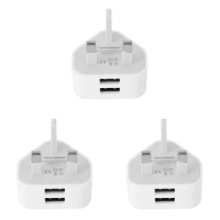 3X Universal USB UK Plug 3 Pin Wall Charger Adapter with USB Ports Travel Charger Charging for Phone iPad(2 Port)