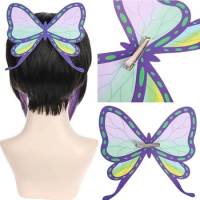 Anime Slayer Headwear Kochou Shinobu Tsuyuri Kanawo Butterfly Headwear Hairpin Hair Clip Costume Accessories for Girls