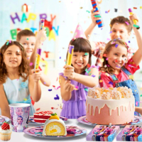 ชุดอุปกรณ์ปาร์ตี้, KPop Demon Hunter, ประกอบด้วยจาน, ถ้วย, ผ้าปูโต๊ะ, และผ้าเช็ดปาก, เหมาะสำหรับธีมป