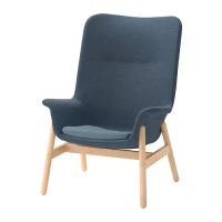 VEDBO 高背扶手椅, gunnared 藍色, 80x85x108 公分