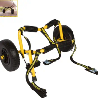 Stowable Kayak Carrier Cart, SK Trailer Cart with Airless Wheels and Straps, Yellow, (22-1166)