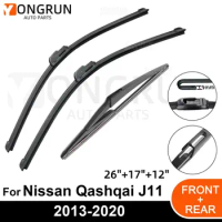 Car Windshield Windscreen Front Rear Wiper Blade Rubber Accessories For Nissan Qashqai J11 26"17"12" 2013 - 2017 2018 2019 2020