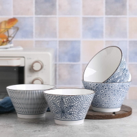 飯碗家用陶瓷喝湯碗創意日式簡約水果碗小面碗5英寸斗笠碗組合