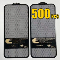 500pcs Diamond Tempered Glass Full Glue Cover Screen Protector 9H Premium Film For iPhone 15 Pro Max 14 Plus 13 12 11 XS XR X